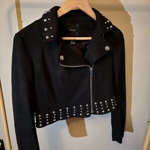Forever 21 Black Leather Jacket with Silver Accents